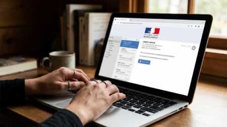 Écran d'ordinateur affichant un mail frauduleux d'aide carburant