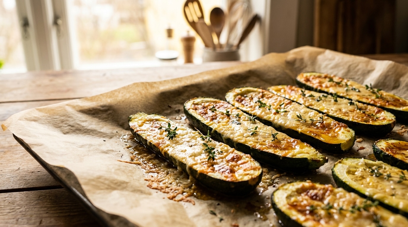 Courgettes rôties au four avec croûte dorée de parmesan