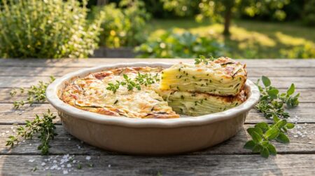 Invisible aux courgettes doré tranché dans un moule rond