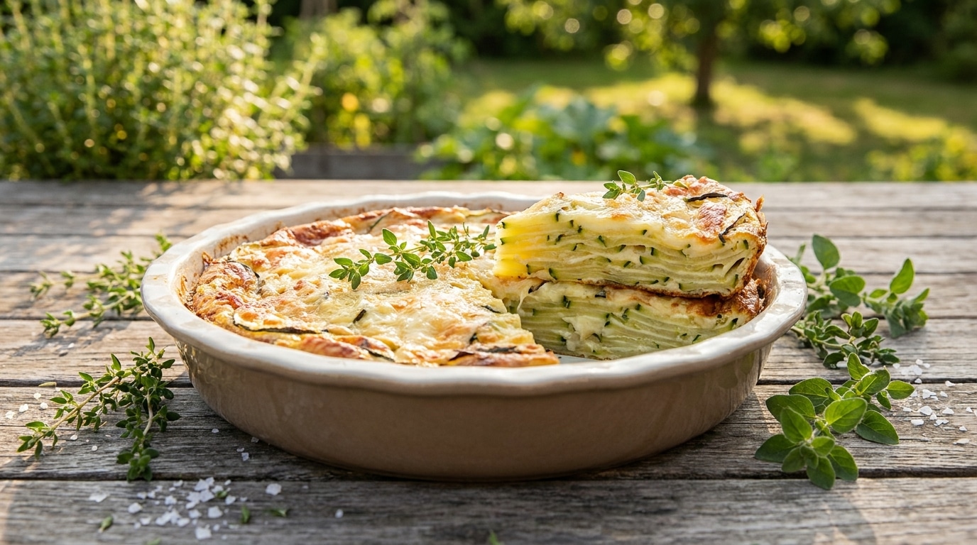 Invisible aux courgettes doré tranché dans un moule rond