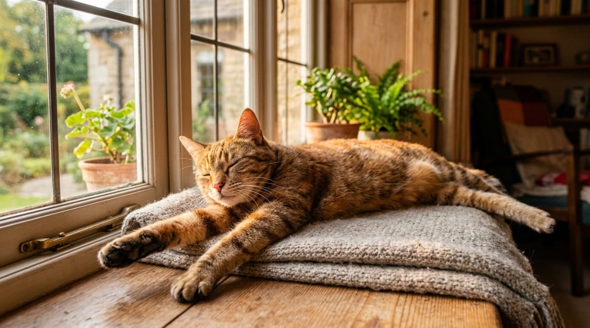 Chat au nez sec après une sieste au soleil