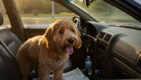 Chien en détresse enfermé dans une voiture au soleil