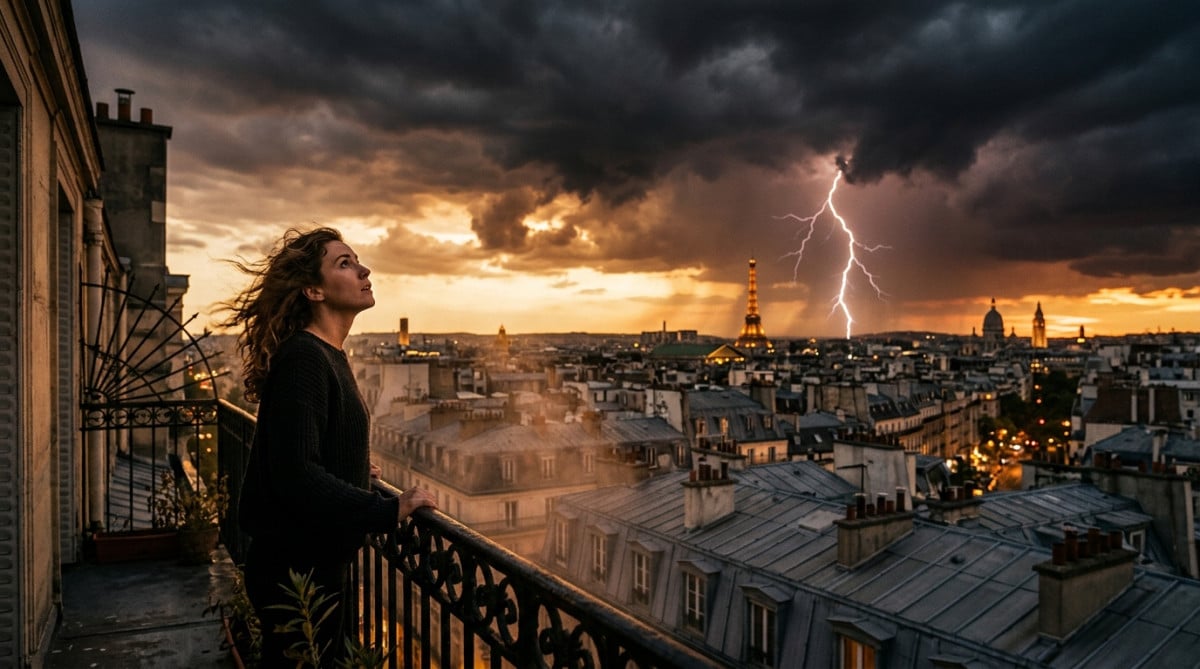 Ciel orageux au-dessus d'une ville française en été