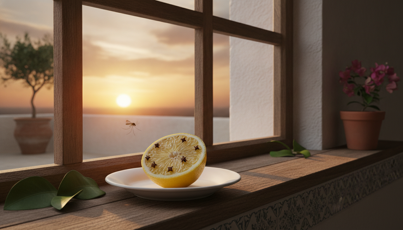 Citron piqué de clous de girofle contre les moustiques