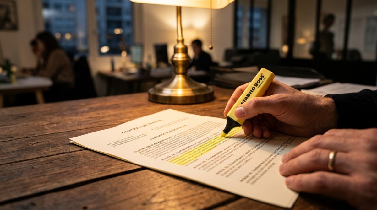Clause de confidentialité salariale surlignée dans un contrat de travail