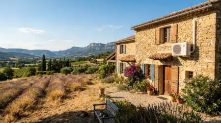 Climatisation sur une maison dans la Drôme en été