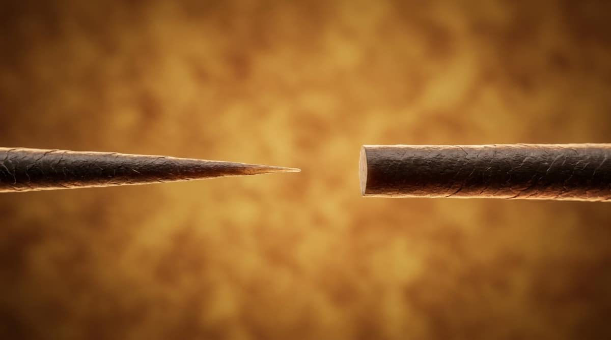 Comparaison d'un poil naturel effilé et d'un poil coupé au rasoir
