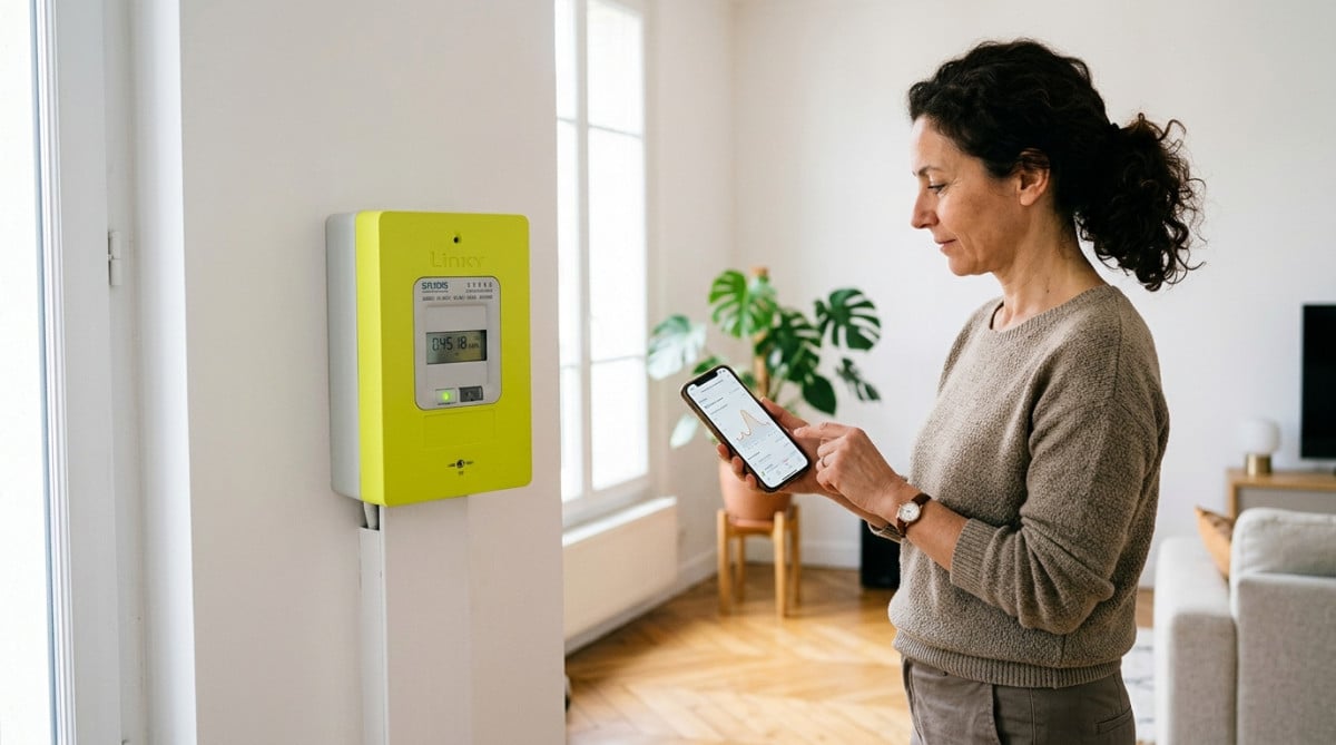 Compteur Linky moderne installé dans un appartement français contemporain