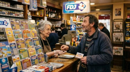 Comptoir de tabac français avec tickets de jeux à gratter