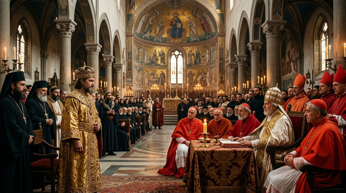Concile de Florence en 1439 entre Byzantins et catholiques
