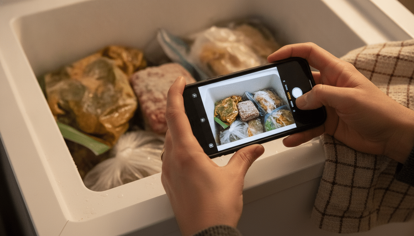 Prise de photo des aliments décongelés pour le dossier d'assurance