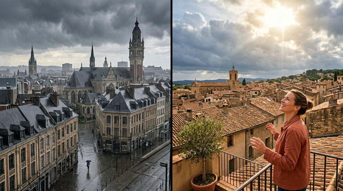 Contraste météo entre le Nord pluvieux et le Sud ensoleillé en France