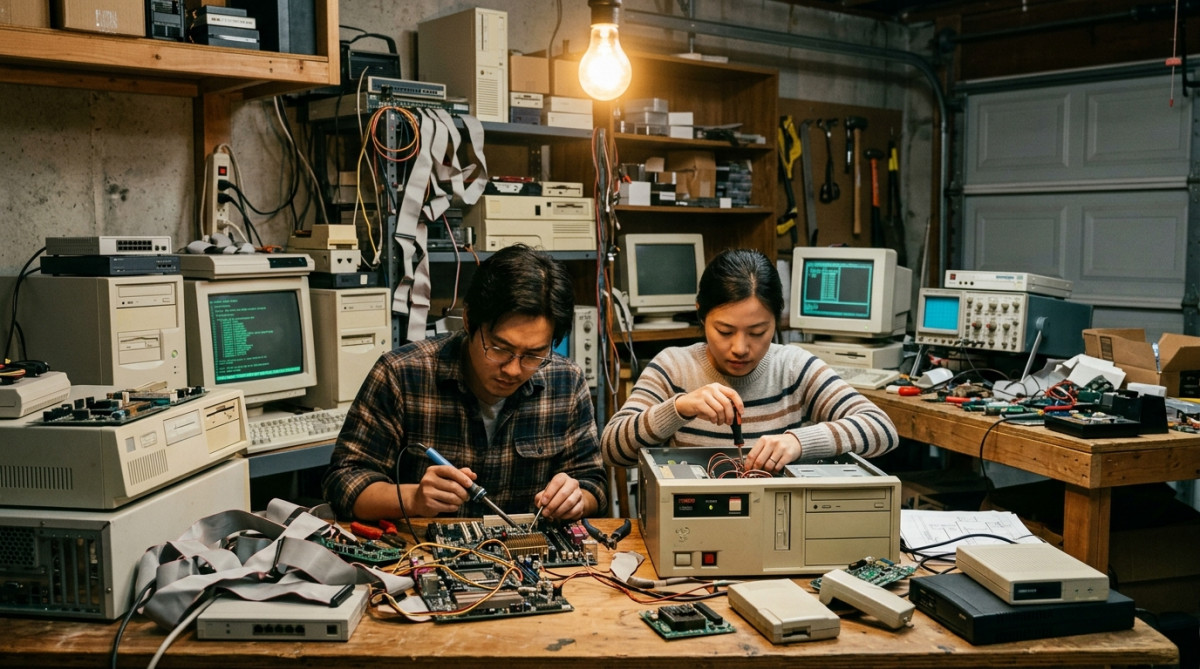 Couple taïwanais travaillant dans un garage californien en 1988