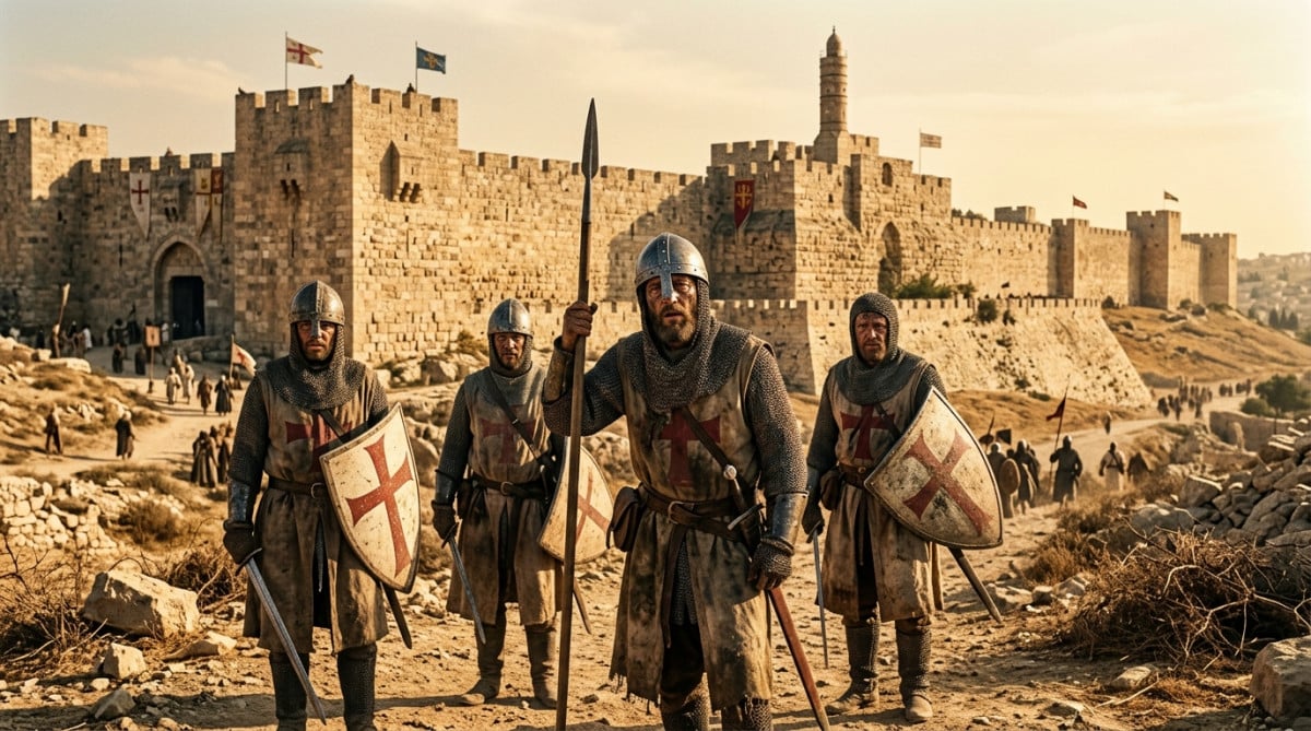 Croisés épuisés devant les murailles de Jérusalem en 1099