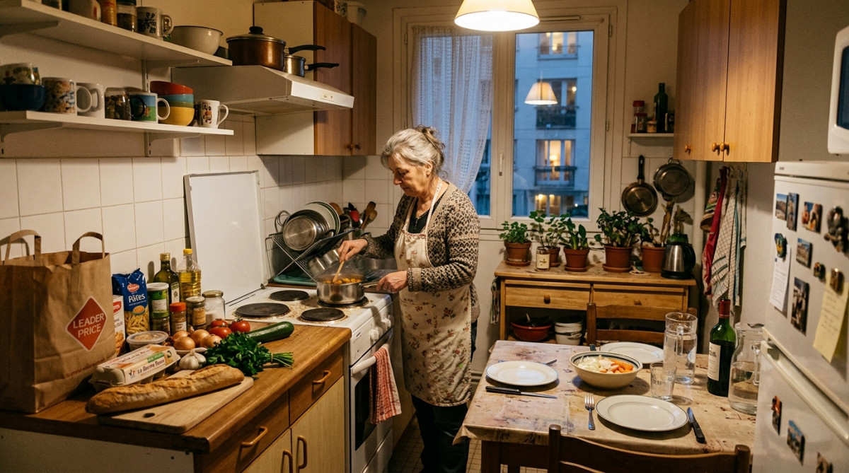 Cuisine modeste d'un appartement social à Limoges