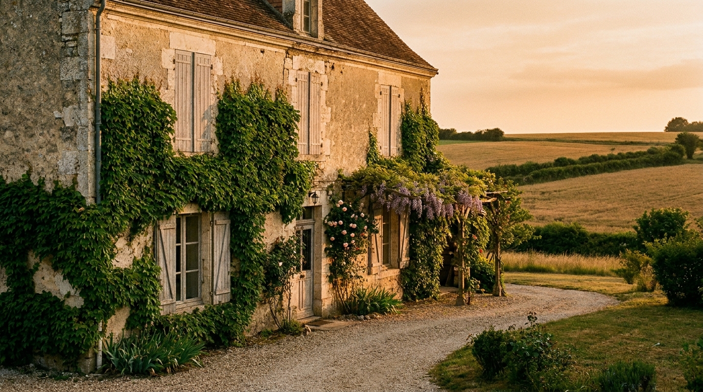 Maison de campagne en pierre dans la campagne française