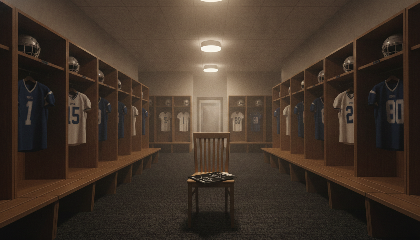 Vestiaire des Bleus avec une chaise vide au centre