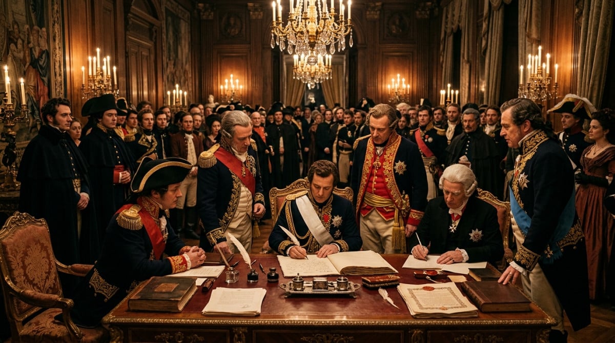 Diplomates signant l'Acte final du Congrès de Vienne en 1815