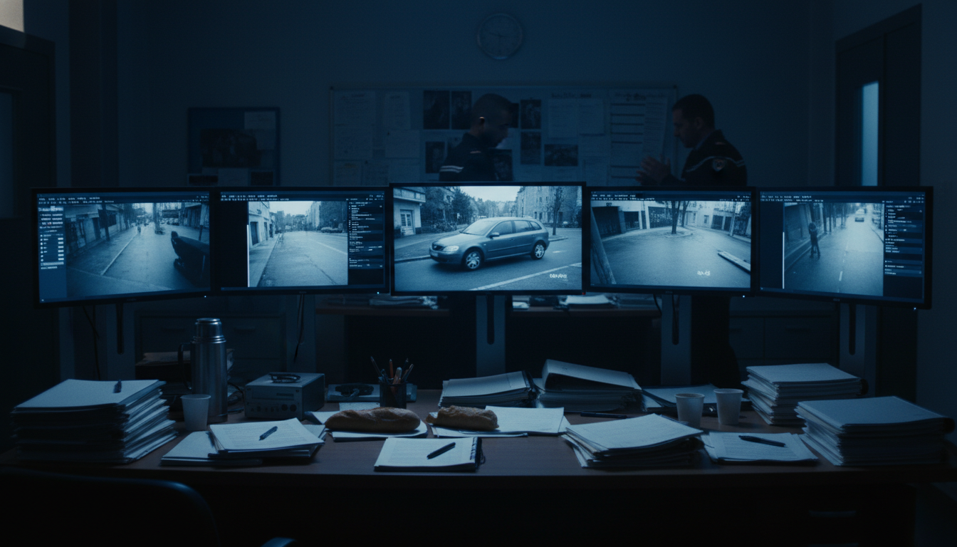 Écrans de vidéosurveillance dans une gendarmerie française