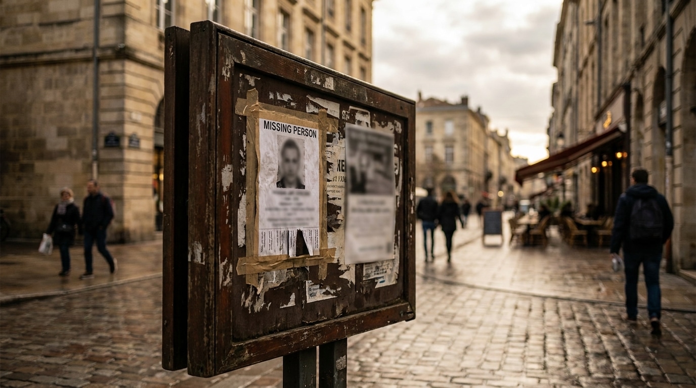 Avis de recherche affiché sur un panneau en ville