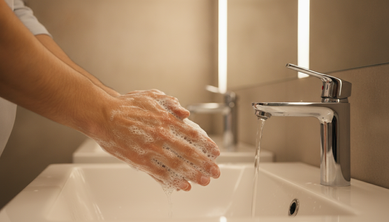 Lavage de mains à l'eau et au savon en milieu hospitalier