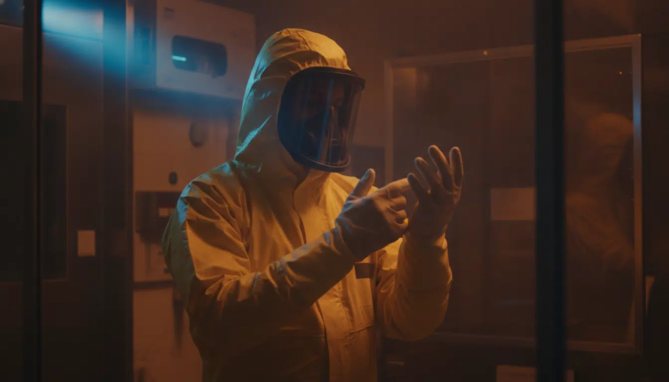 Soignant en combinaison de protection intégrale contre Ebola
