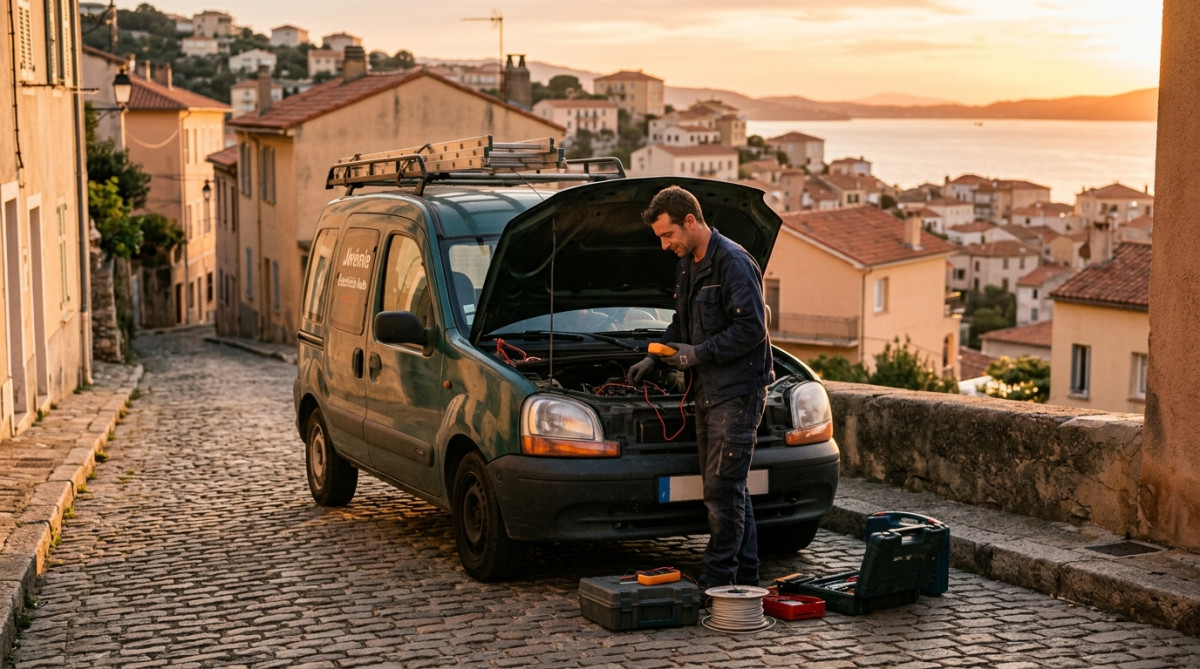 Editorial press photograph illustrating: Dans les comptes de Jérémie, électricien auto-entrepreneur