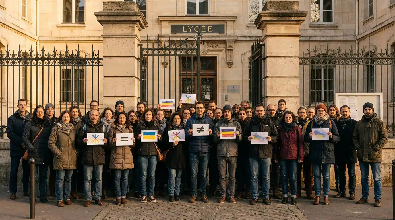 Rassemblement de soutien devant un lycée français