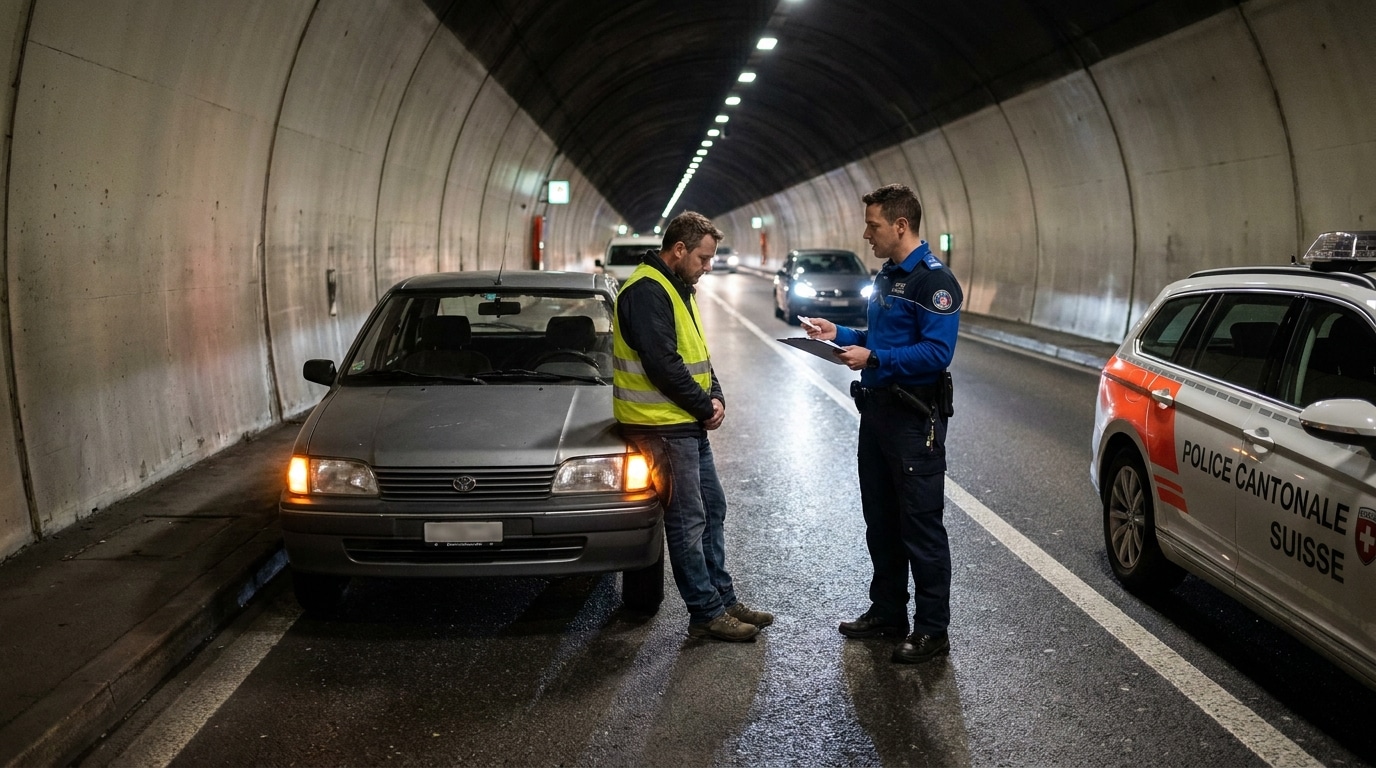 En panne d'essence dans un tunnel suisse, cet automobiliste a perdu son permis pendant 2 ans