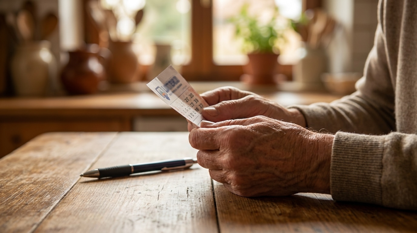 Mains tenant un ticket de loterie Euromillions