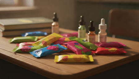 Sachets colorés de faux CBD vendus aux adolescents
