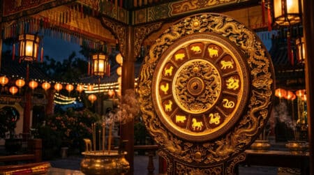 Femme méditant au bord d'un ruisseau éclairé par la lune, ambiance mystique Eau-Yin pour l'horoscope chinois du 12 juin 2026