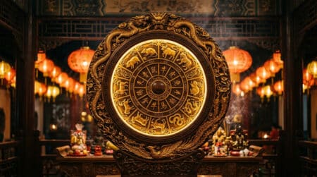 Femme méditant au sommet d'une montagne dans une lumière dorée mystique pour l'horoscope chinois du 20 juin 2026
