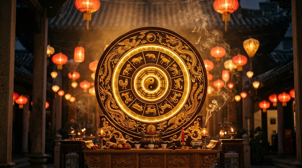 Femme méditant dans une ambiance mystique chaleureuse avec des bougies pour l'horoscope chinois du 10 juin 2026