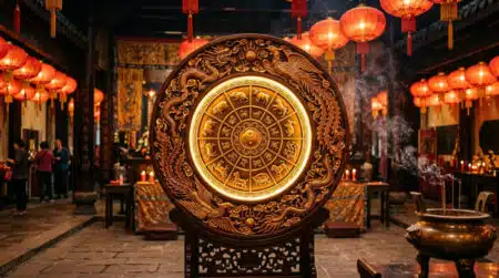 Femme méditant dans une forêt de bambous baignée de lumière dorée pour l'horoscope chinois du 23 juin 2026