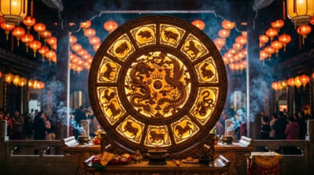 Femme méditant dans une forêt de bambous baignée de lumière dorée pour l'horoscope chinois du 18 juin 2026