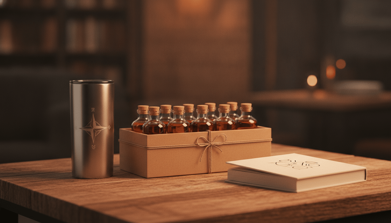 Coffret cadeau fête des pères avec mignonnettes et mug gravé