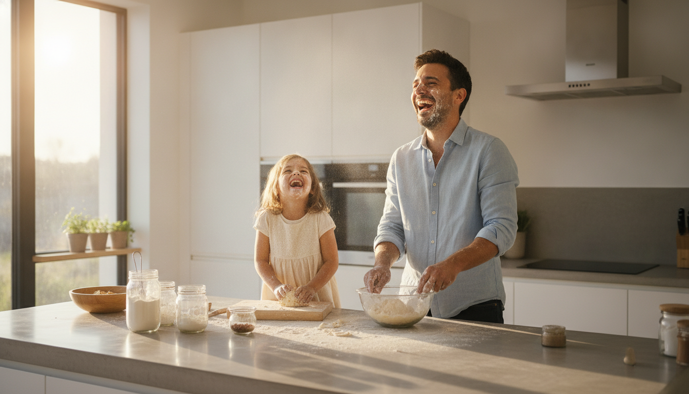 Père et fille cuisinant ensemble pour la fête des pères