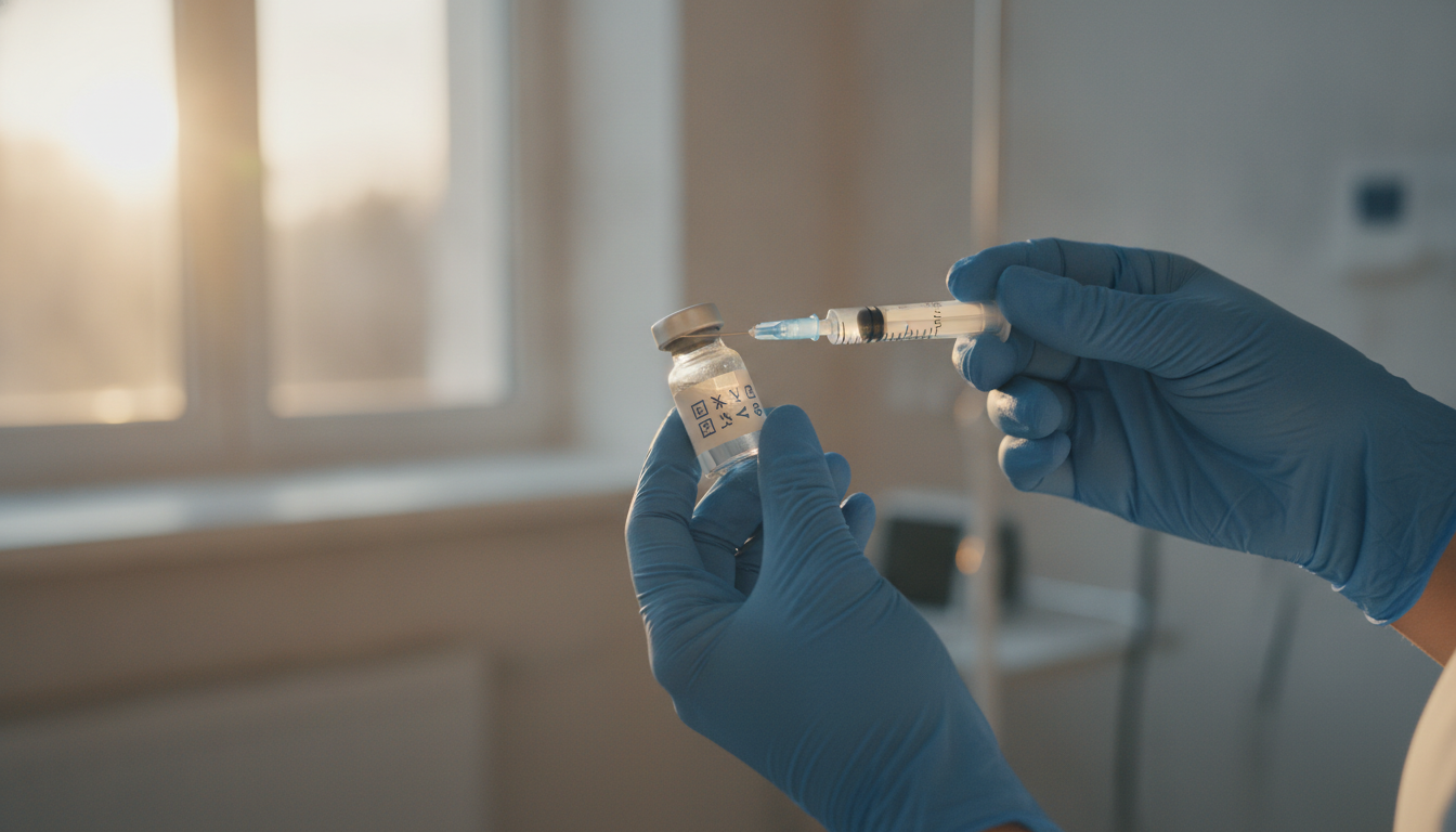 Seringue et médicament hormonal pour une FIV