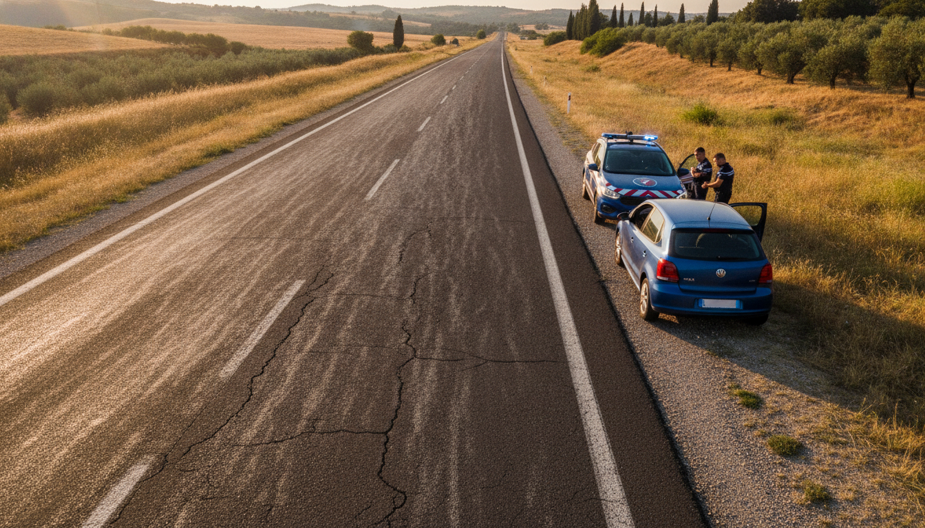 Volkswagen Polo arrêtée par les gendarmes sur l'autoroute A43
