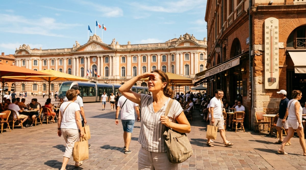 Forte chaleur estivale dans une ville du sud de la France