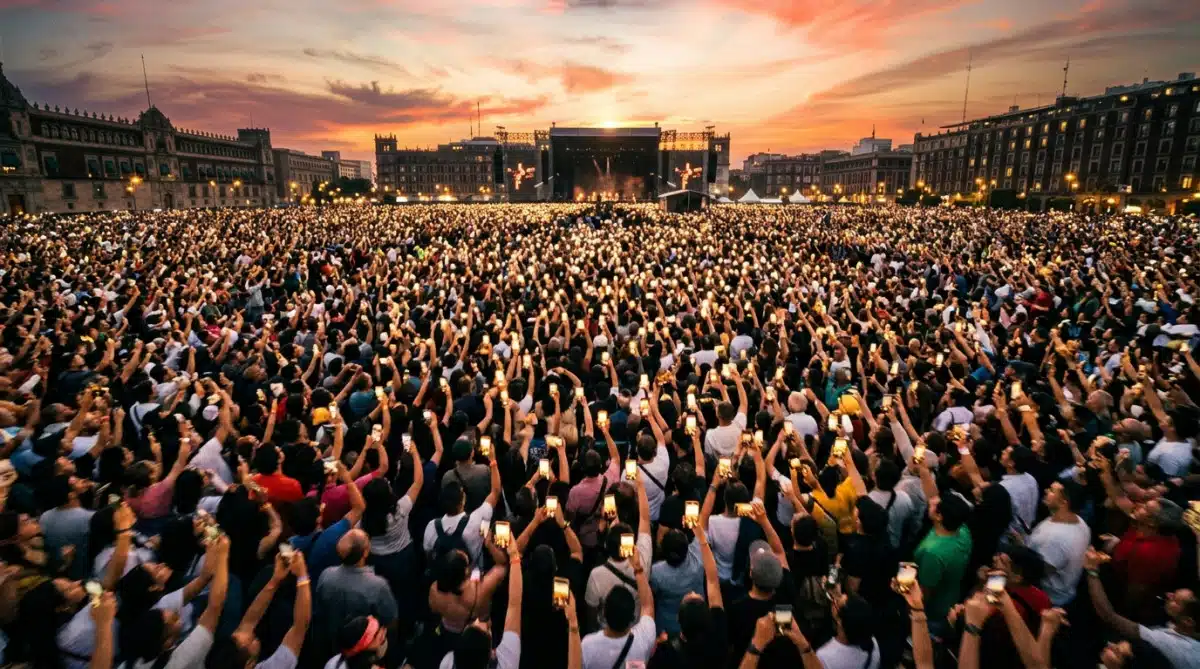 Foule de personnes photographiant avec leurs smartphones