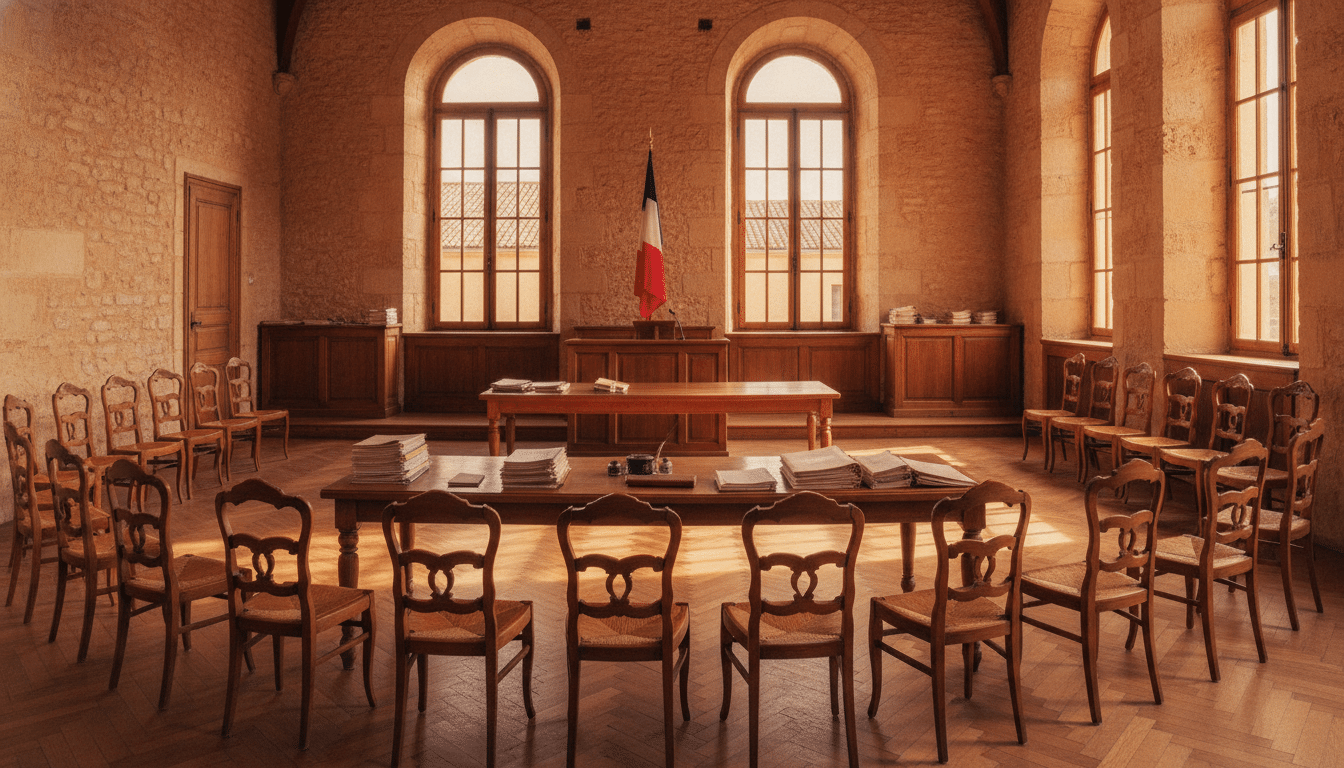 Salle de conseil municipal dans une mairie du sud de la France
