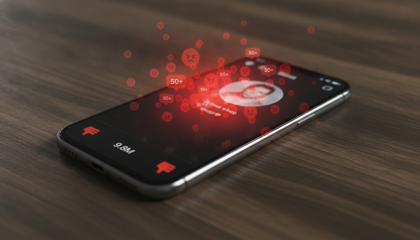 Écran de smartphone affichant des commentaires haineux sur les réseaux sociaux