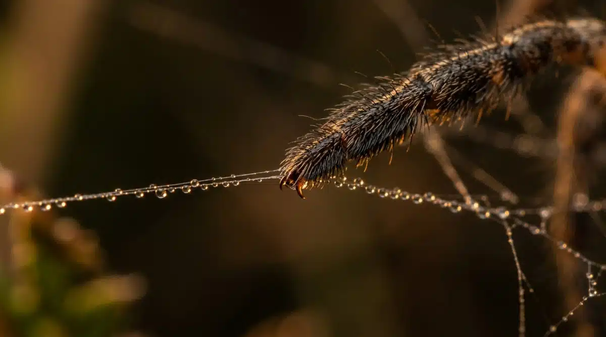 Gros plan des poils microscopiques sur la patte d'une araignée