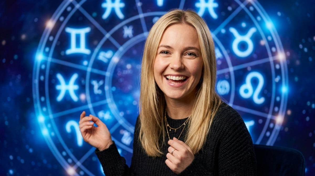 Homme émerveillé sur une colline à l'aube dans une ambiance mystique céleste pour l'horoscope du jour