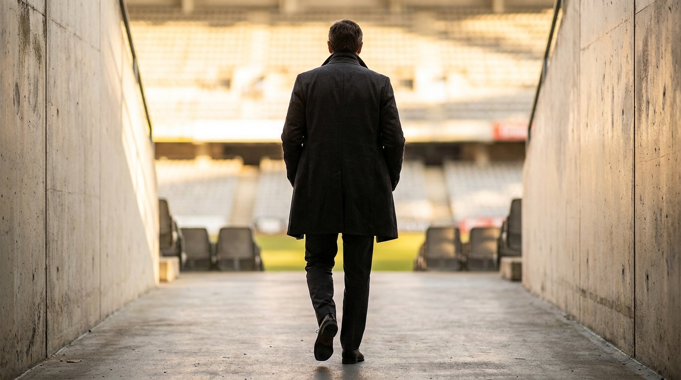 Silhouette d'un homme en costume dans un tunnel de stade