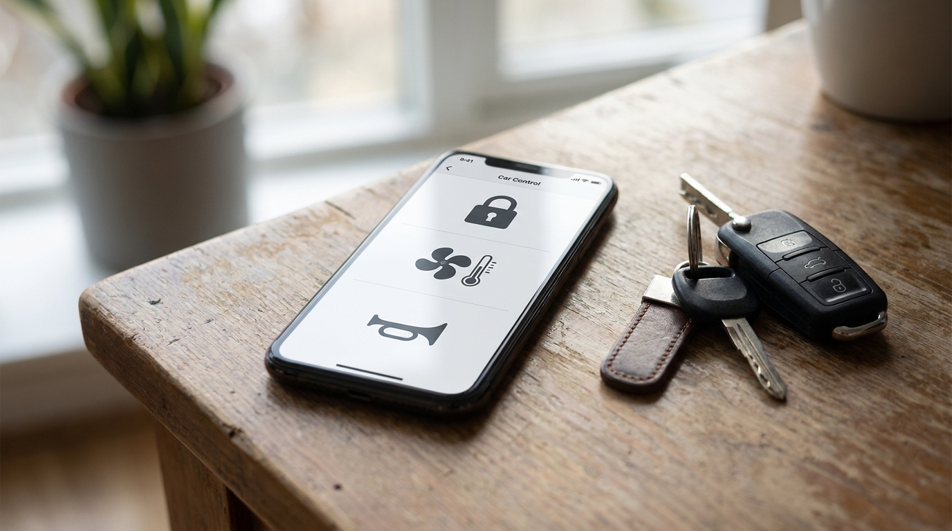 Smartphone avec application de contrôle de voiture connectée
