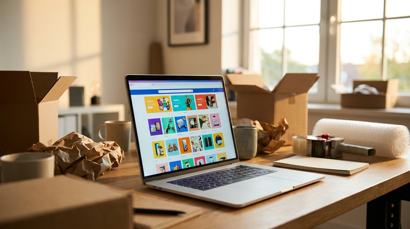 Écran d'ordinateur affichant un site de vente en ligne