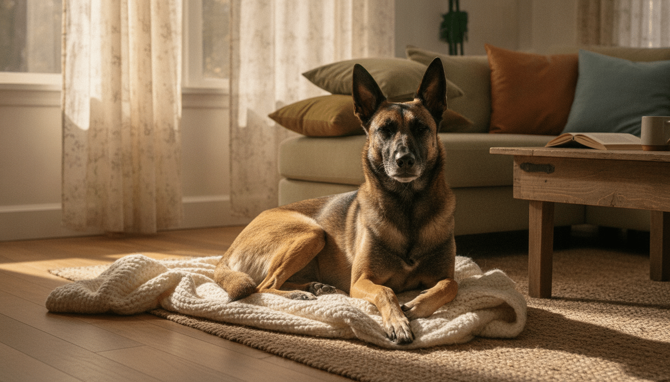 Sybelle la chienne Malinois heureuse dans son nouveau foyer
